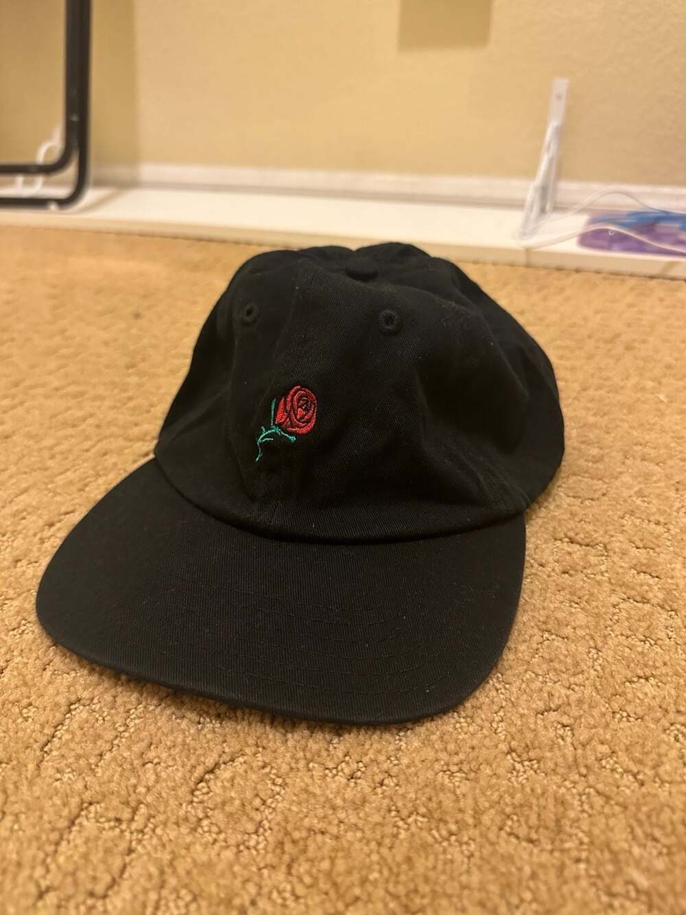 Empyre Rozay Black Hat with Embroidered Rose
